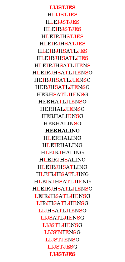 lijstjes herhaling lijstjes